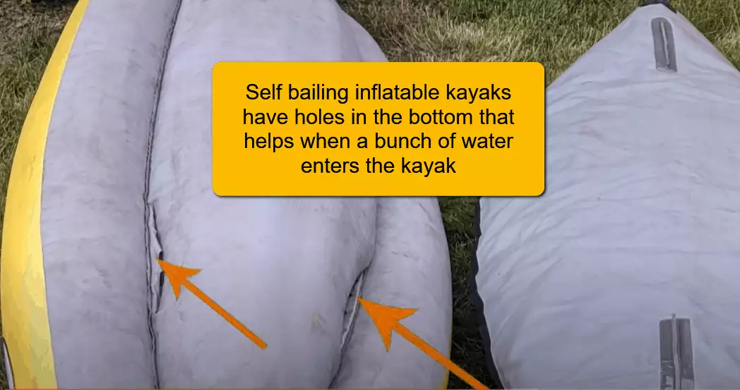 holes in the bottom of a self bailing inflatable kayak